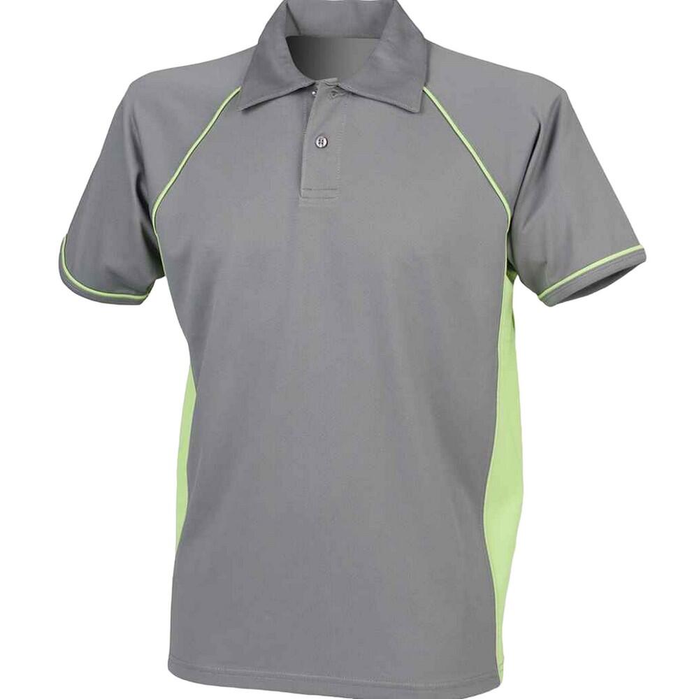 FINDEN & HALES Finden And Hales Mens Performance Piped Polo Shirt (Grey/Lime Green)