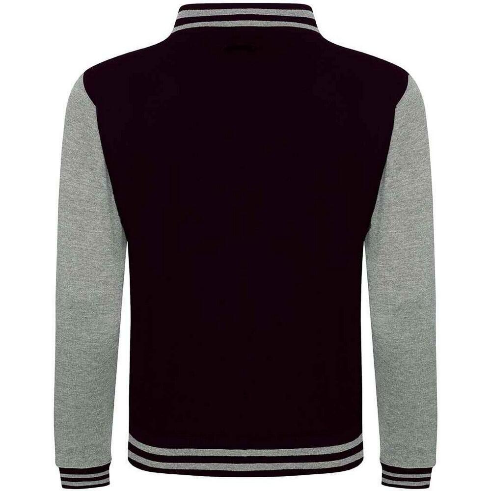 Unisex Varsity Jacket (Jet Black/Heather Grey) 2/2