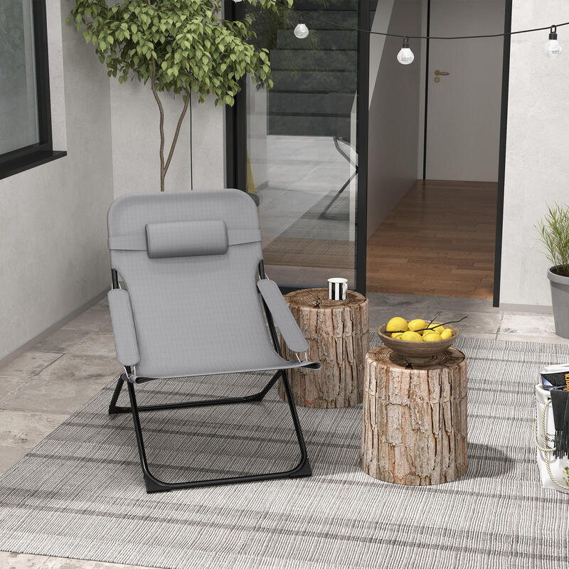 Outsunny Scaun Pliabil pentru Exterior Negru Și Gri