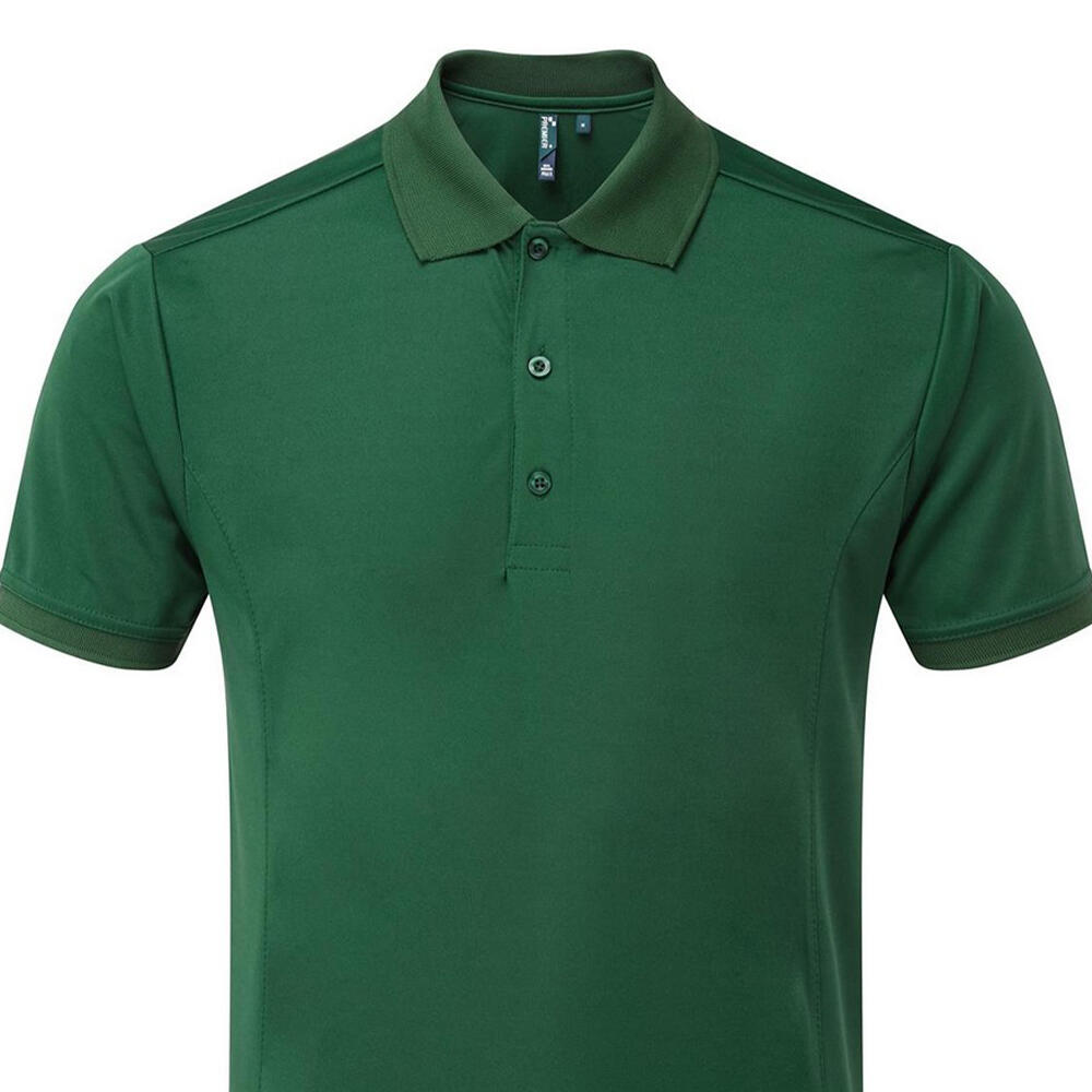 Camisa pólo Coolchecker para homem (Verde Garrafa) 2/3
