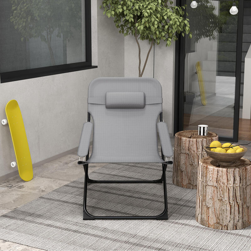 Outsunny Scaun Pliabil pentru Exterior Negru Și Gri