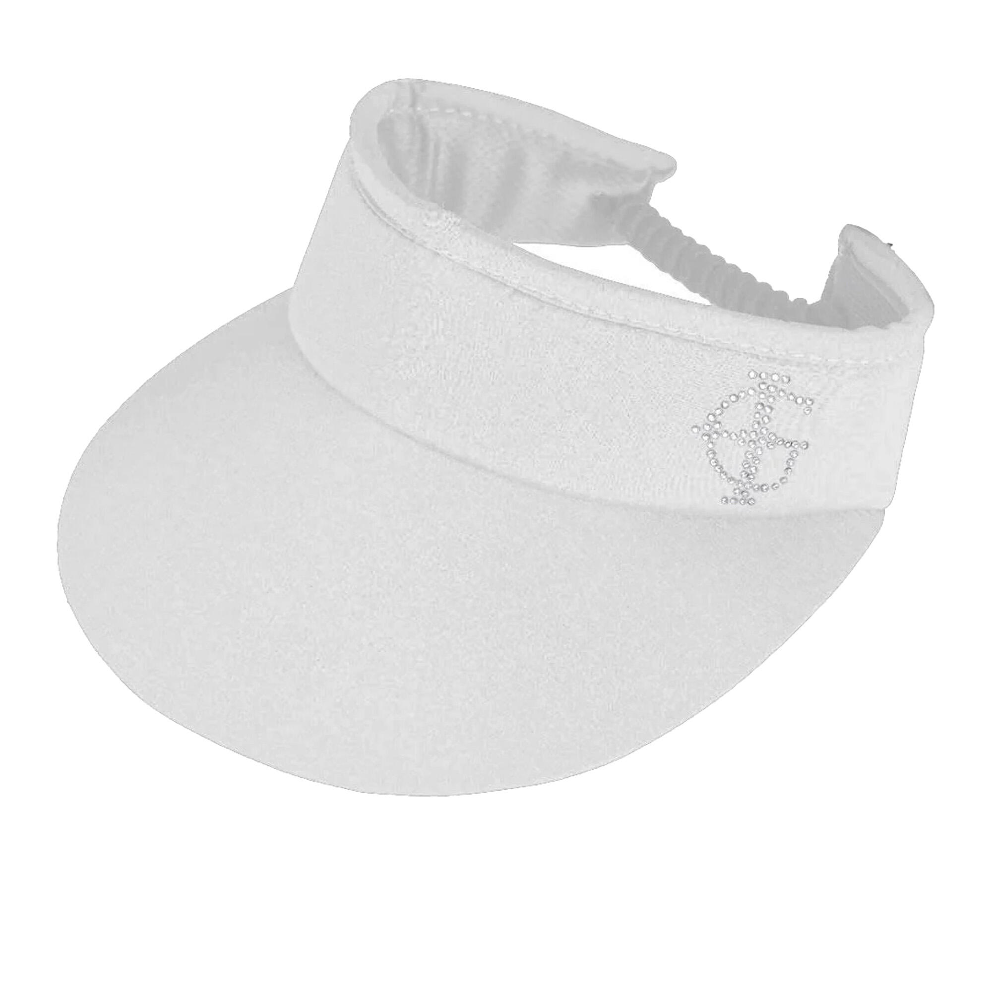 ISLAND GREEN Womens/Ladies Diamante Logo Golf Sun Visor (White)