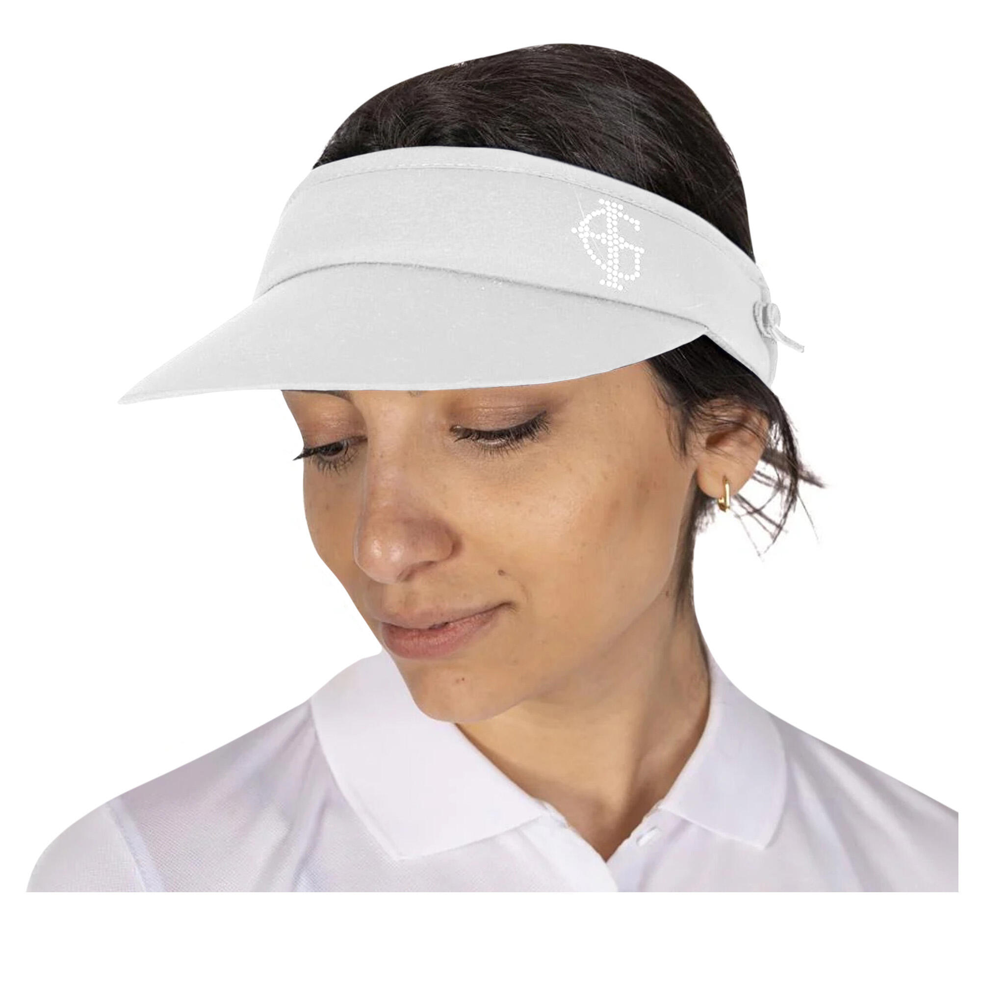 Womens/Ladies Diamante Logo Golf Sun Visor (White) 4/4