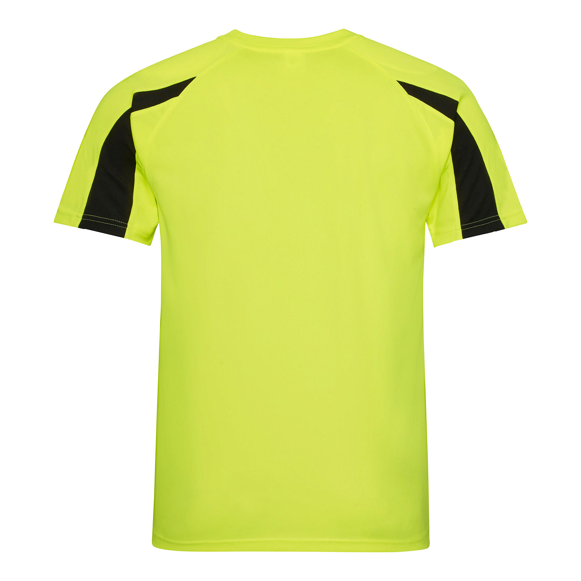 Mens Contrast Cool Sports Plain TShirt (Electric Yellow/Jet Black) 2/2