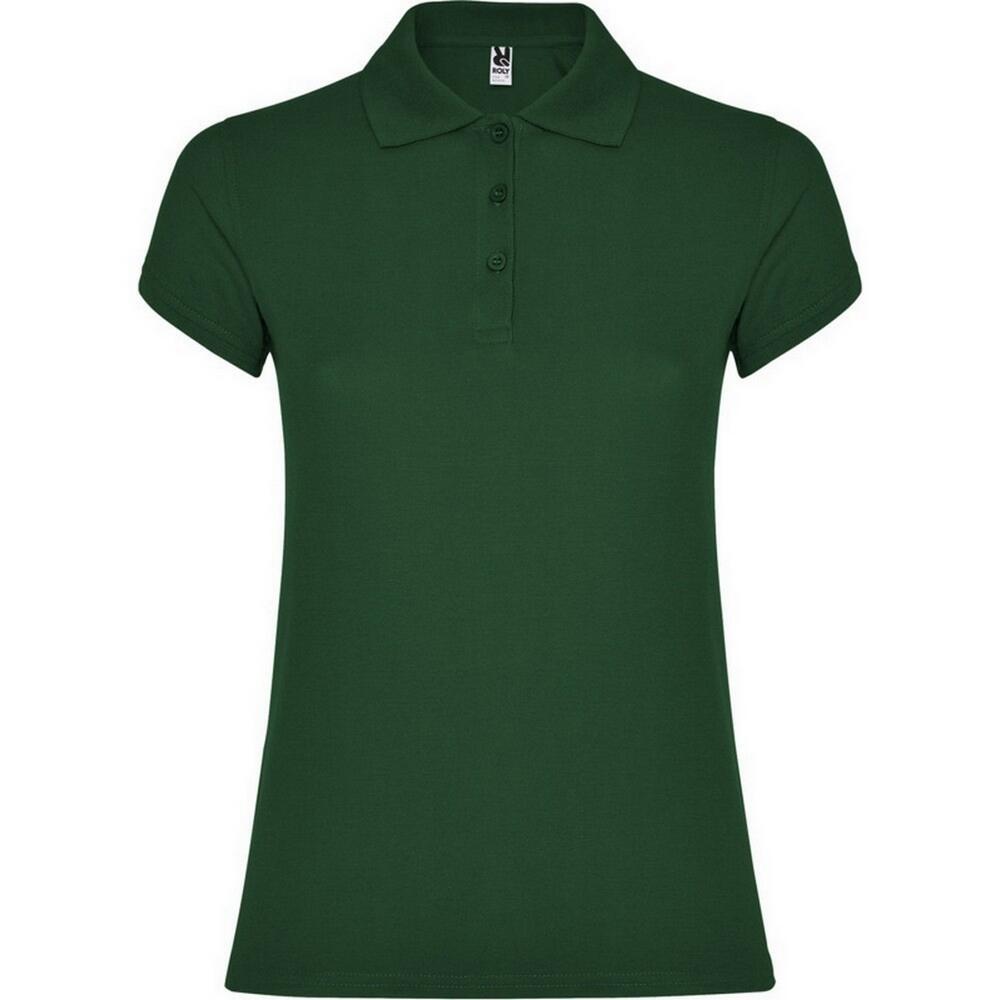 Womens/Ladies Star Polo Shirt (Bottle Green)