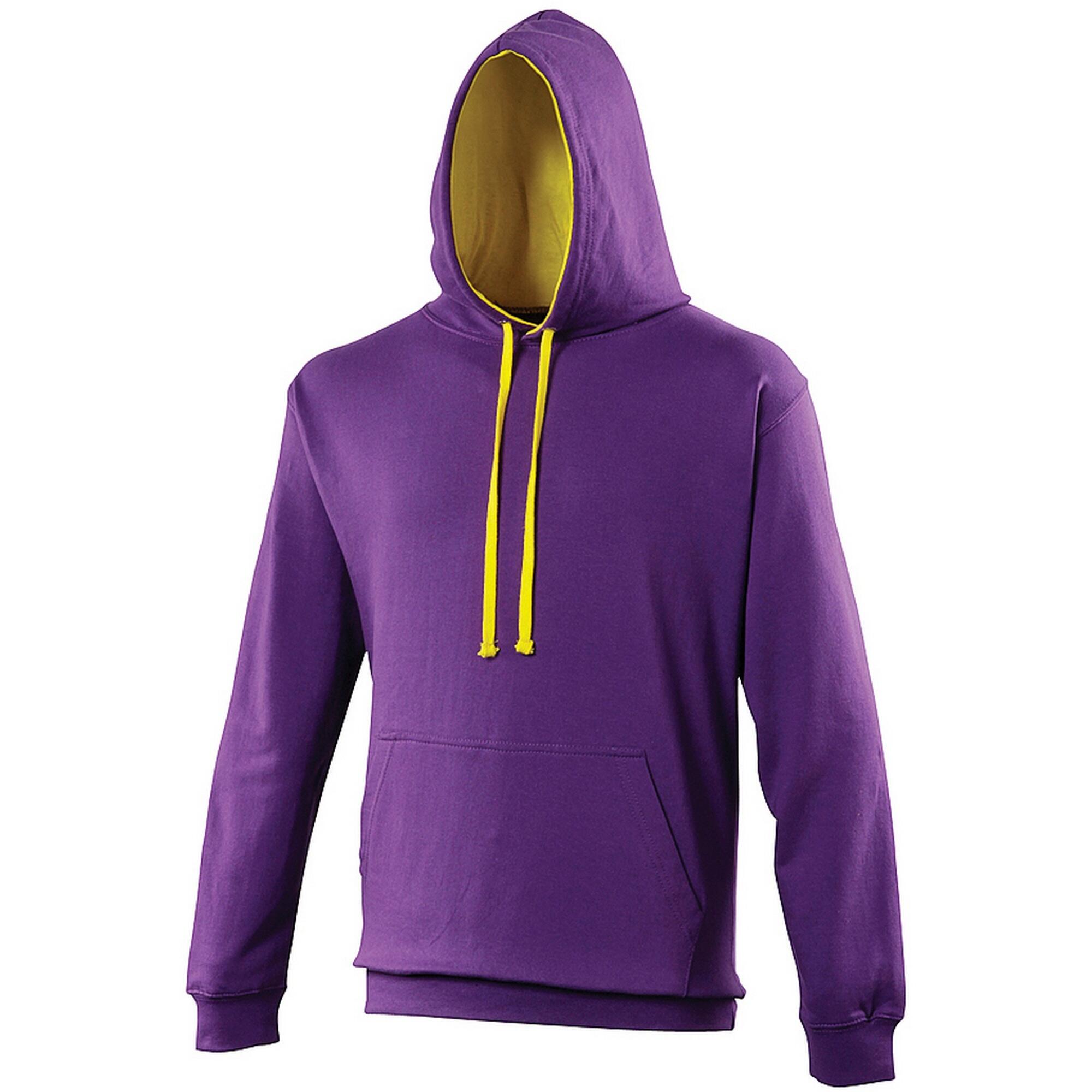 AWDIS Varsity Hooded Sweatshirt / Hoodie (Purple / Sun Yellow)