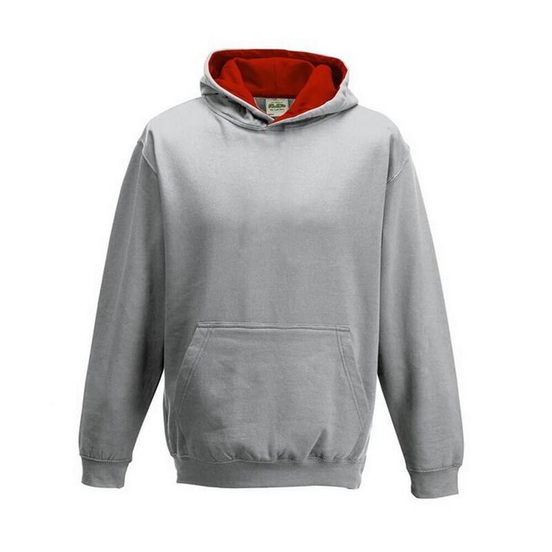 Sweat À Capuche VARSITY Enfant (Gris Chiné / Rouge Feu)