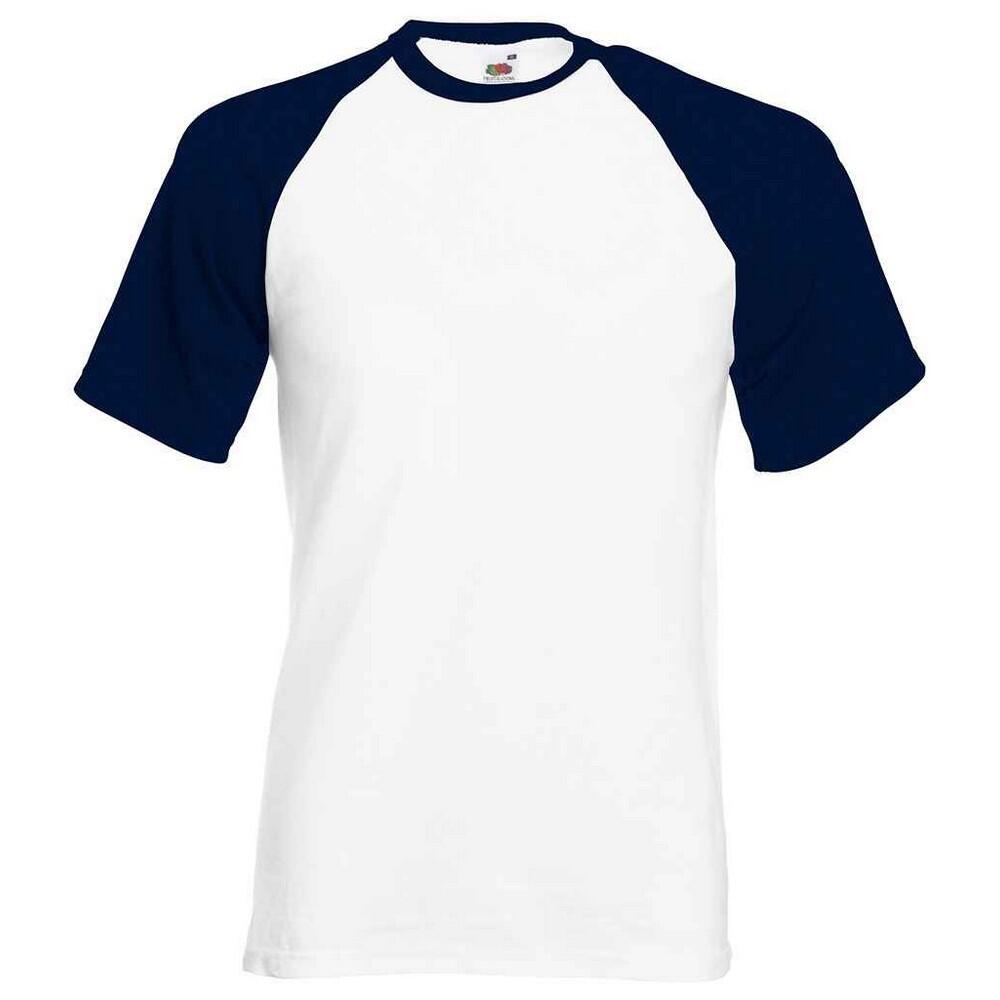FRUIT OF THE LOOM Unisex Adult Contrast Panel Baseball TShirt (Heather Grey/Deep Navy)
