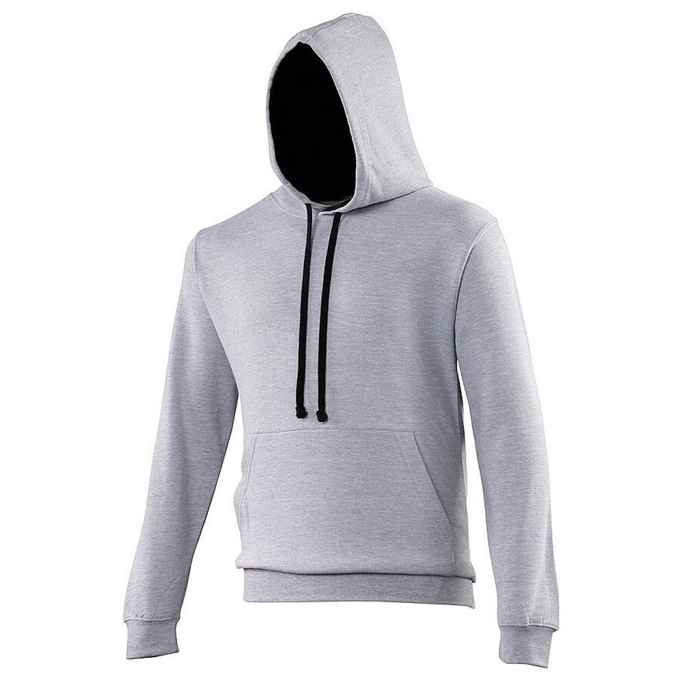 AWDIS Varsity Hooded Sweatshirt / Hoodie (Heather Grey / French Navy)