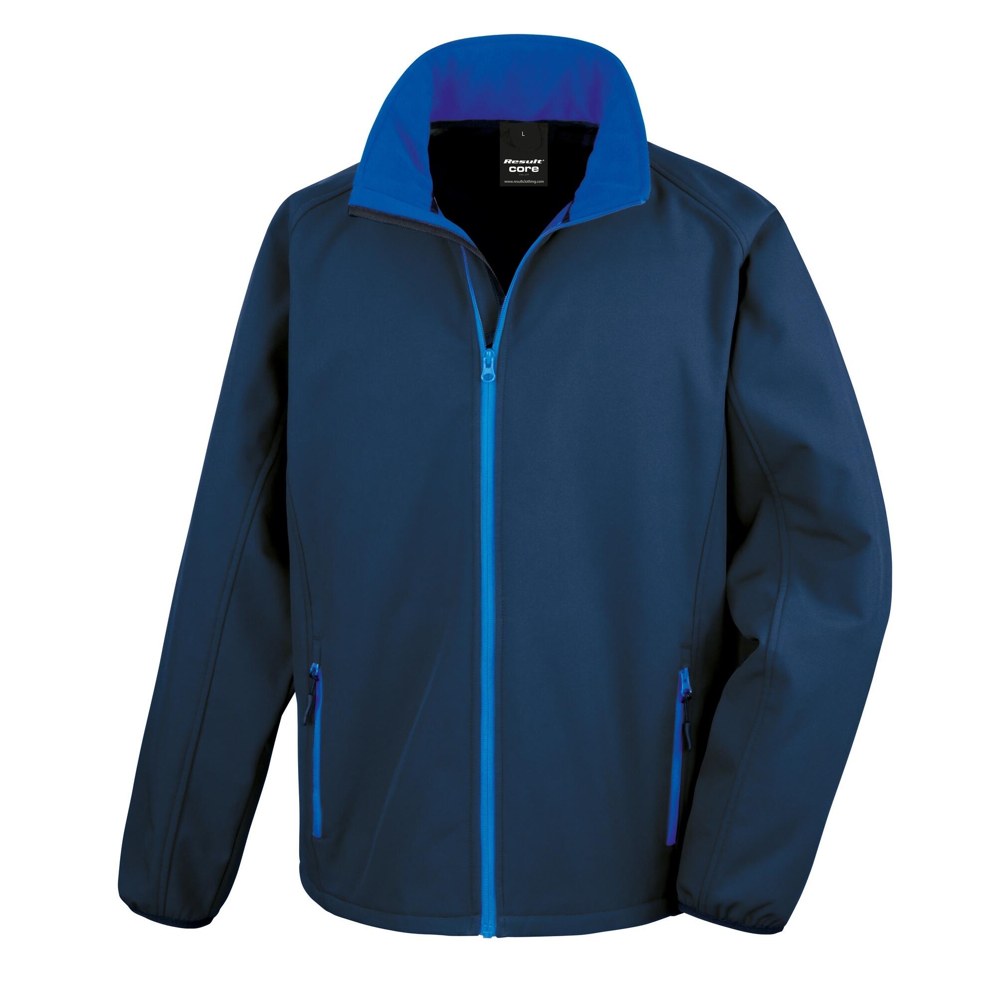 Mens Core Printable Softshell Jacket (Navy / Royal) 2/3