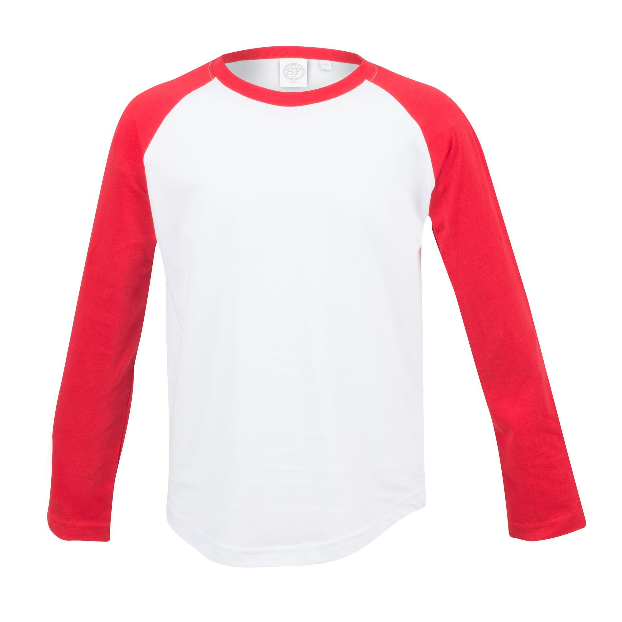 Skinni Minni Langarm Baseball TShirt Kinder Weiß/Rot 2/3