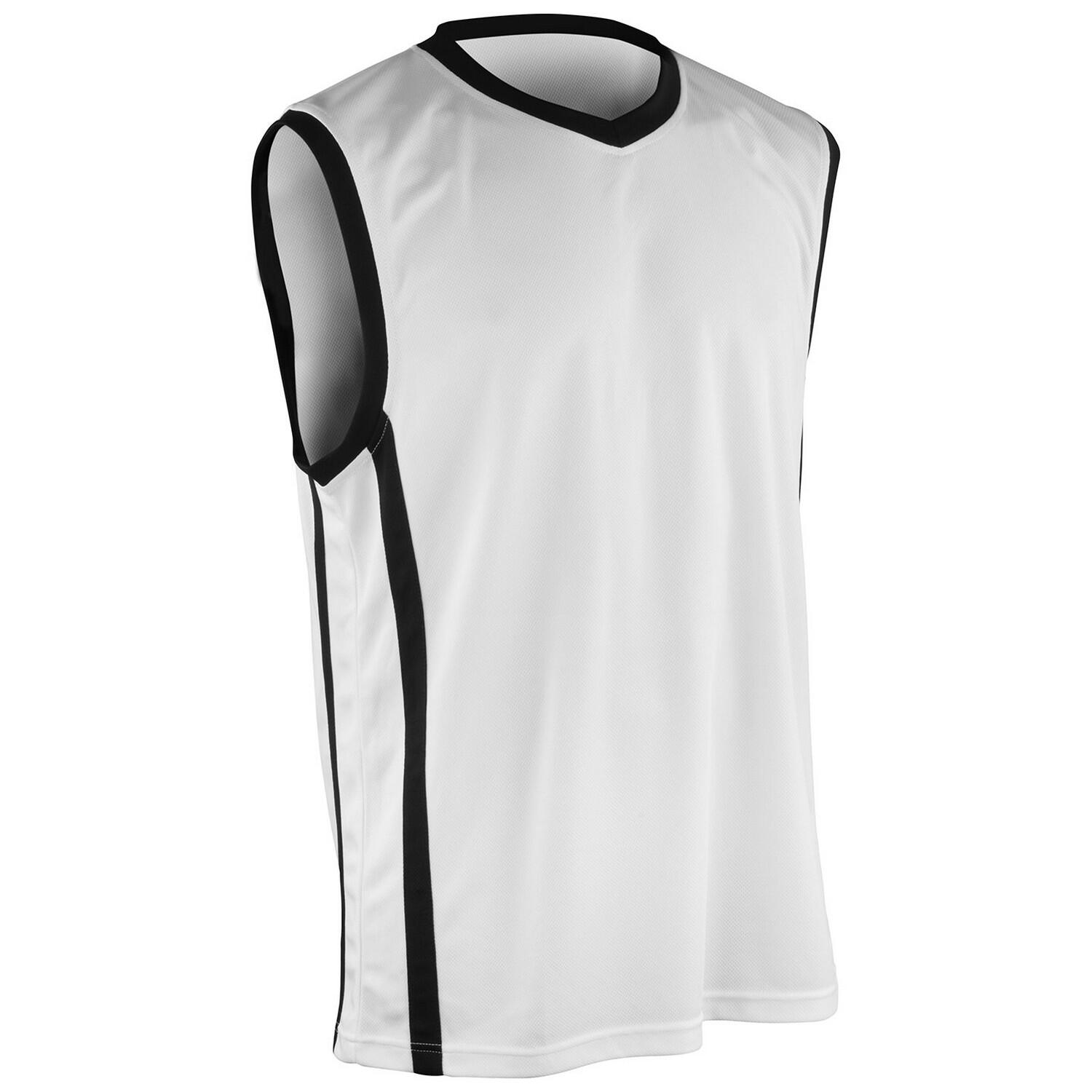 SPIRO Mens Basketball Top (White/Black)