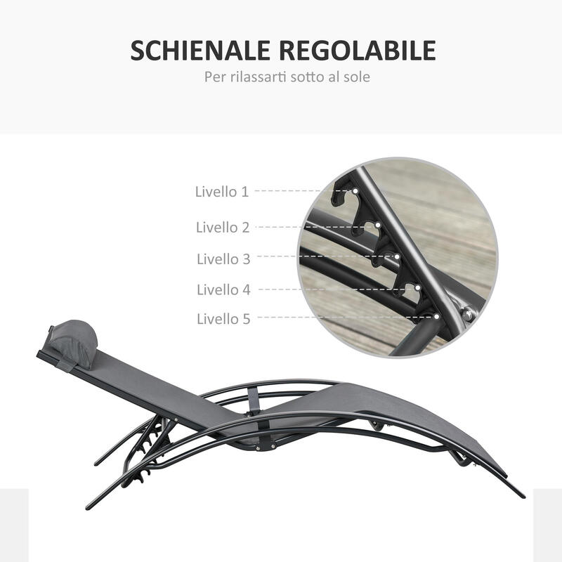 Outsunny Șezlong de Exterior Înclinabil din Aluminiu cu pernă detașabilă