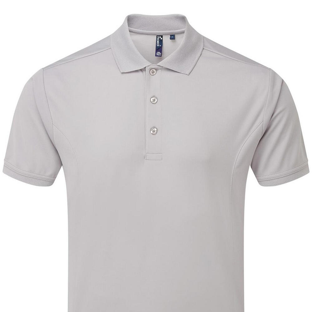 Camisa pólo Coolchecker para homem (Prateado) 2/3