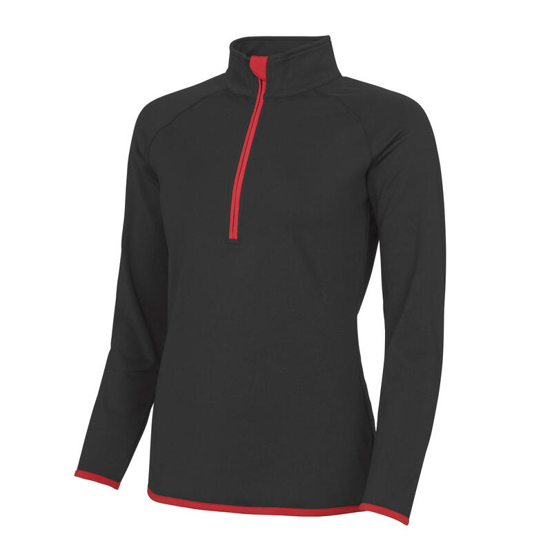 Haut De Sport À Col Zippé Femme (Noir/Rouge)