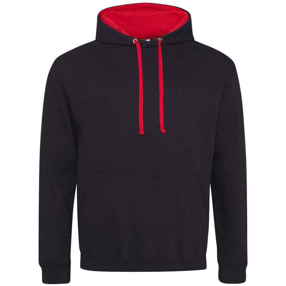 AWDIS Womens/Ladies Varsity Hoodie (Jet Black/Fire Red)