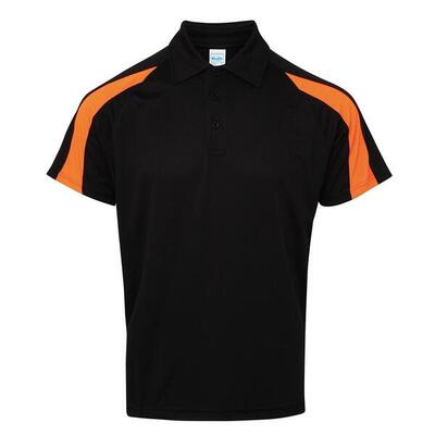 Heren cool contrast poloshirt (poolwit/vuurrood)