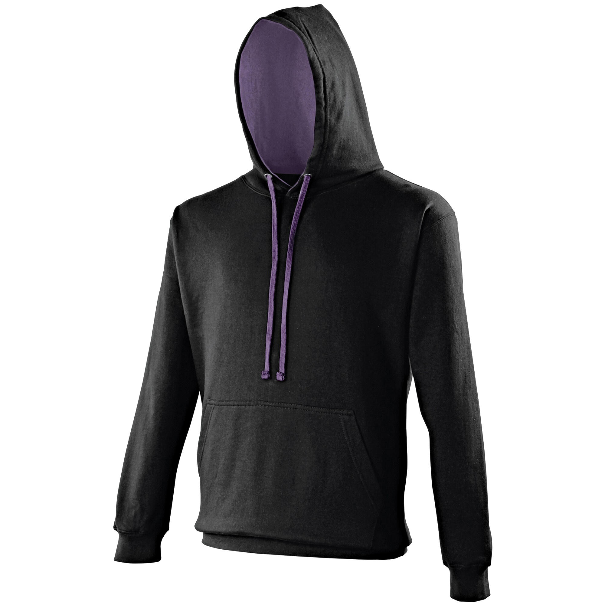 AWDIS Varsity Hooded Sweatshirt / Hoodie (Jet Black/Purple)