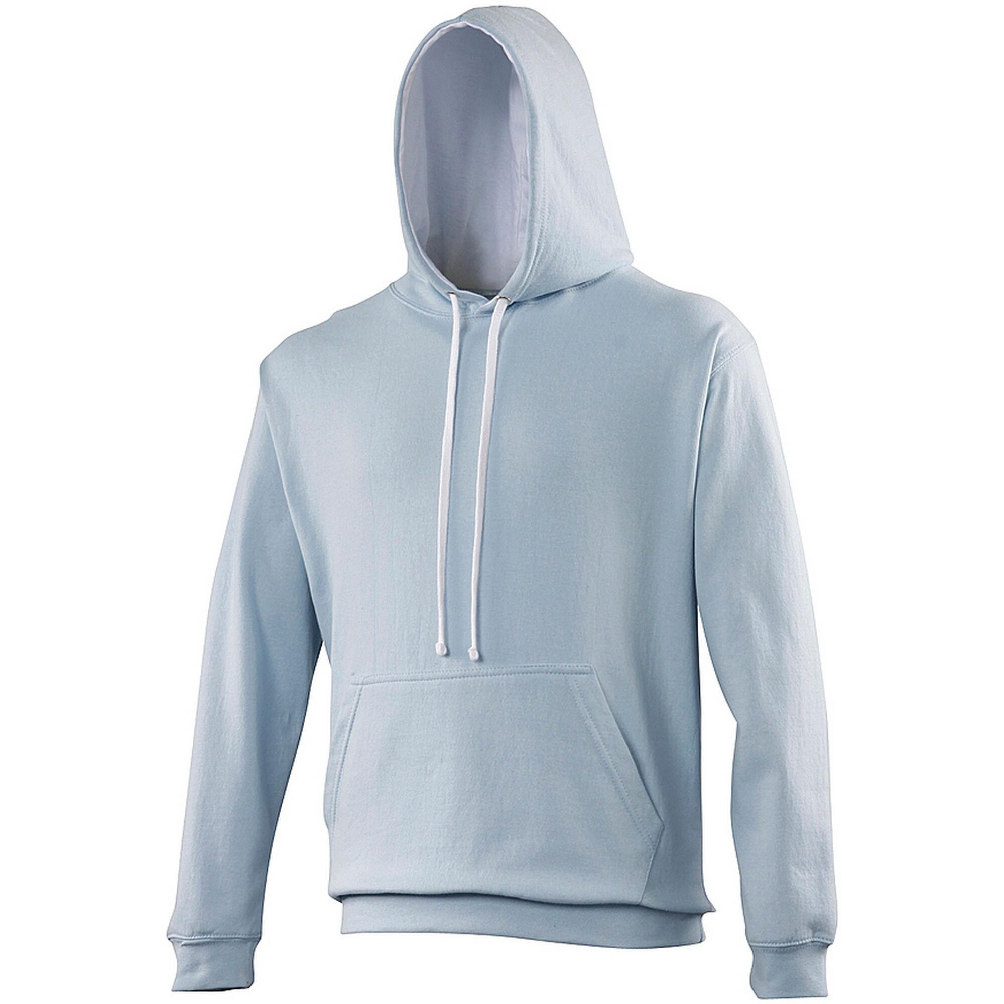 AWDIS Varsity Hooded Sweatshirt / Hoodie (Sky / Arctic White)
