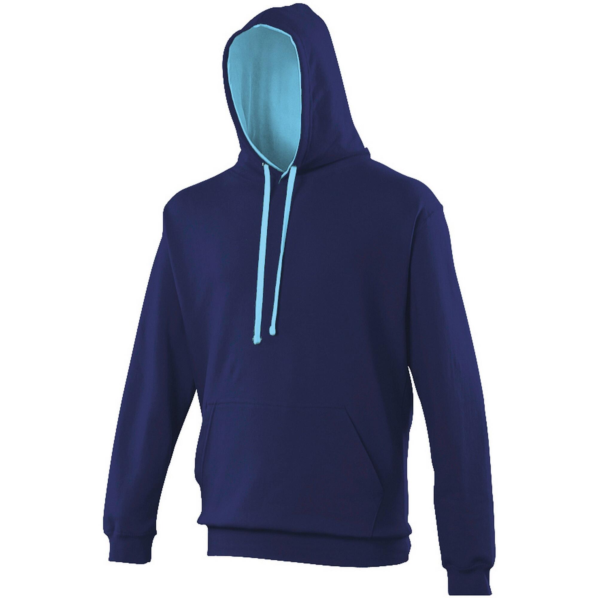 AWDIS Varsity Hooded Sweatshirt / Hoodie (Oxford Navy/ Hawaiian Blue)