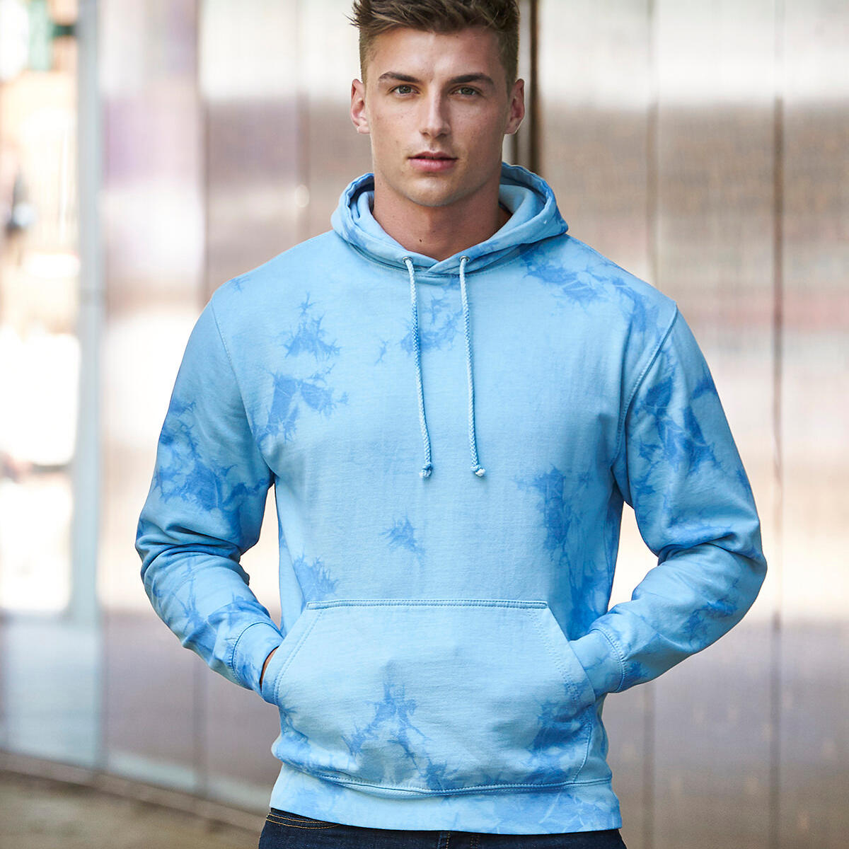 Unisex Adult Tie Dye Hoodie (Blue Cloud) 2/2