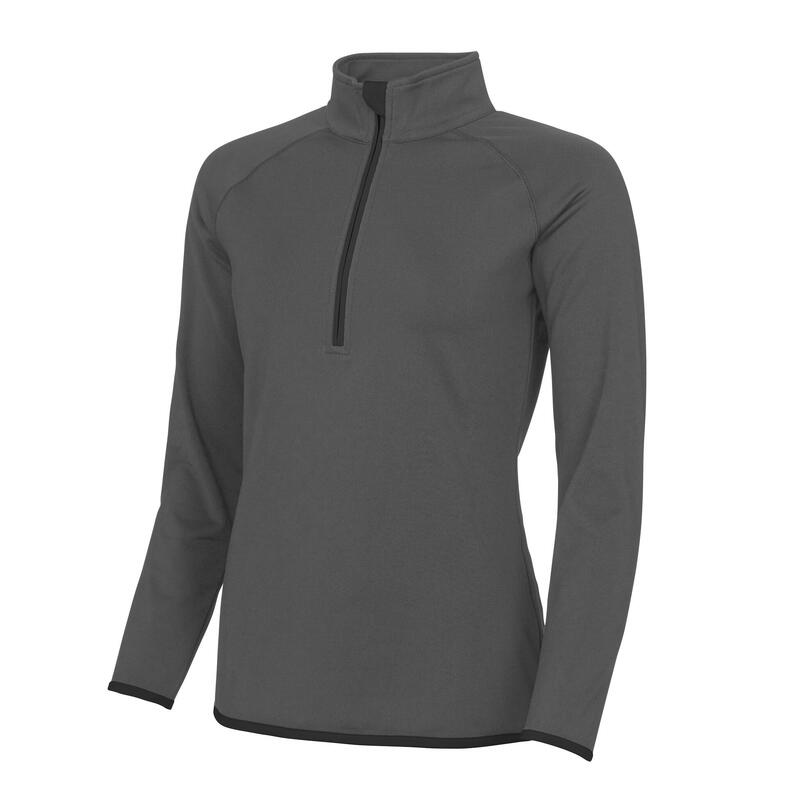 Haut De Sport À Col Zippé Femme (Gris Sombre)