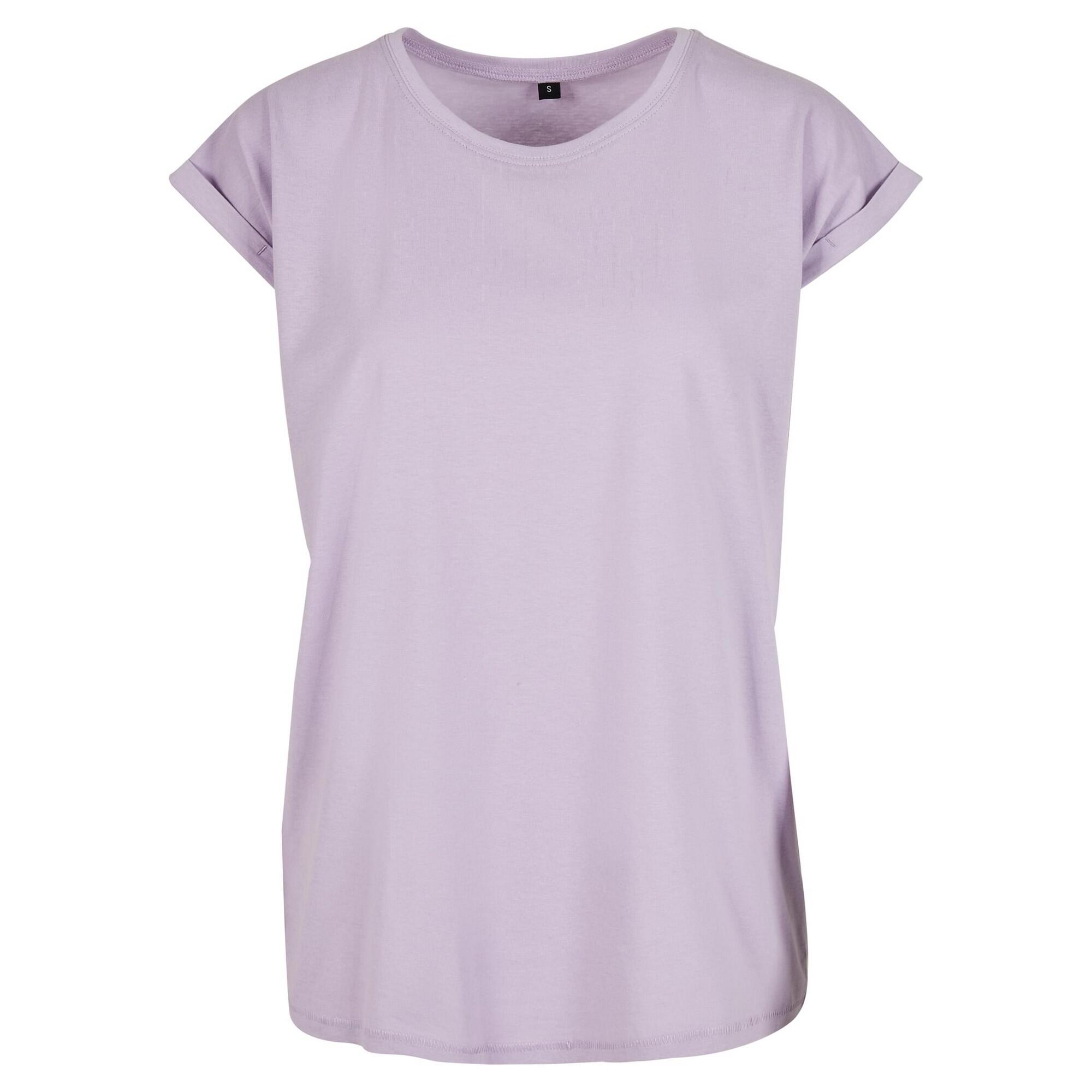 T-Shirt de ombros alargados em algodão para senhora e senhora Lilás