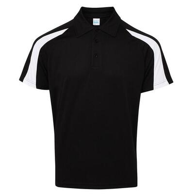 Heren cool contrast poloshirt (poolwit/vuurrood)