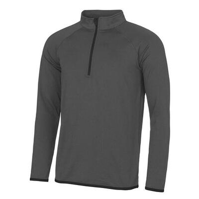 Effen sweatshirt met kwart ritssluiting heren (straal zwart/arctisch wit)