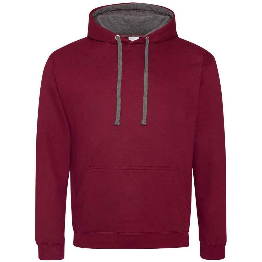 carmine red / charcoal grey