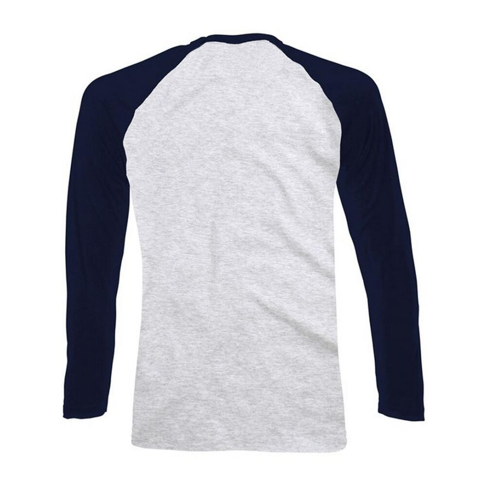 Mens LongSleeved Baseball TShirt (Grey/Deep Navy) 2/2