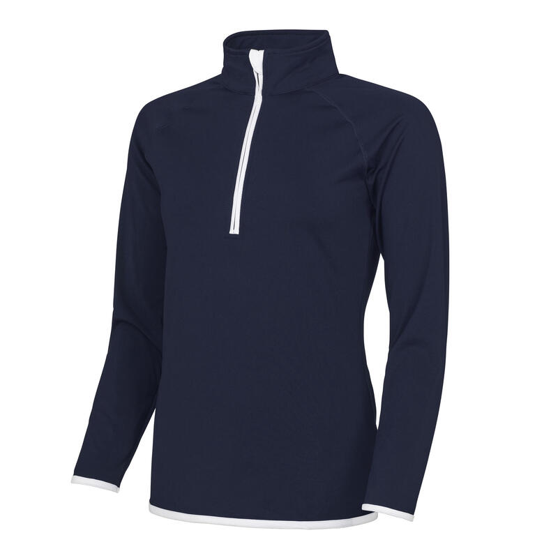 Haut De Sport À Col Zippé Femme (Bleu Marine)