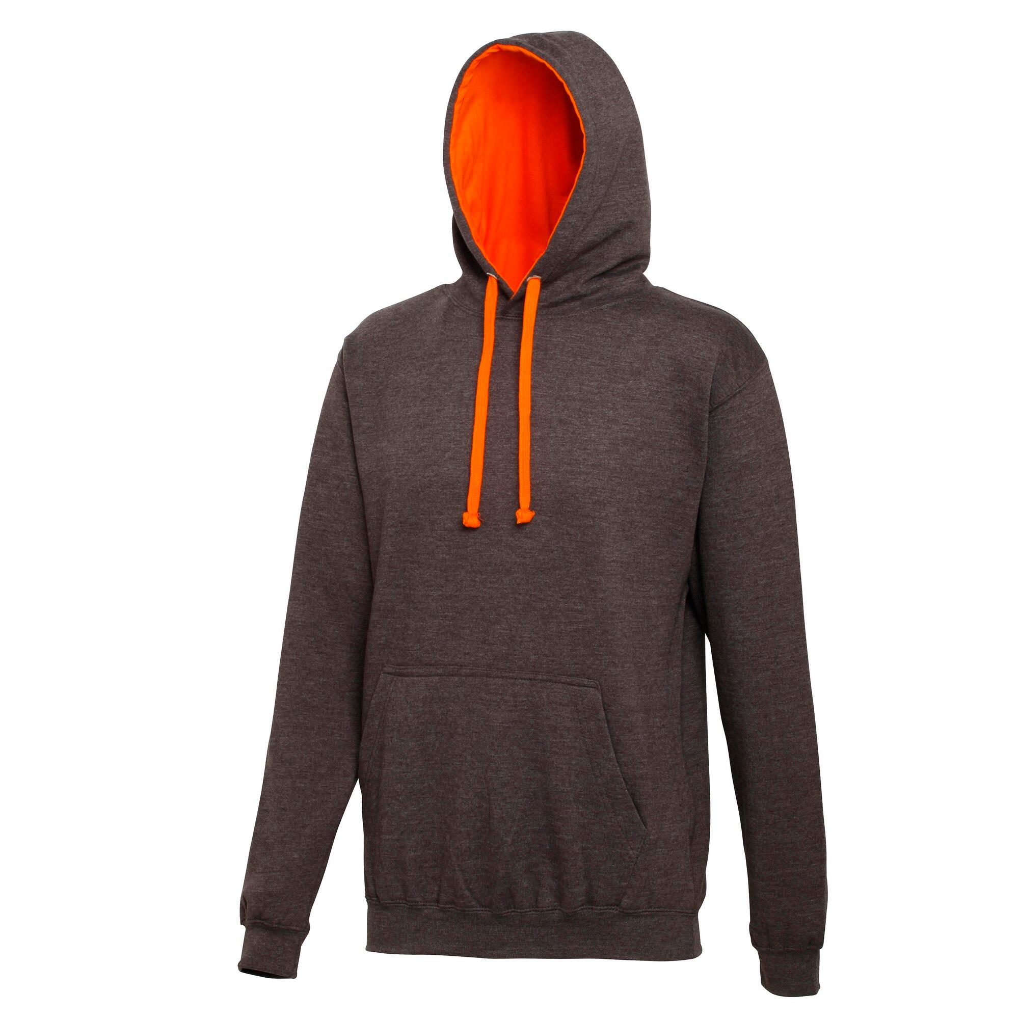 AWDIS Varsity Hooded Sweatshirt / Hoodie (Charcoal/ Orange Crush)