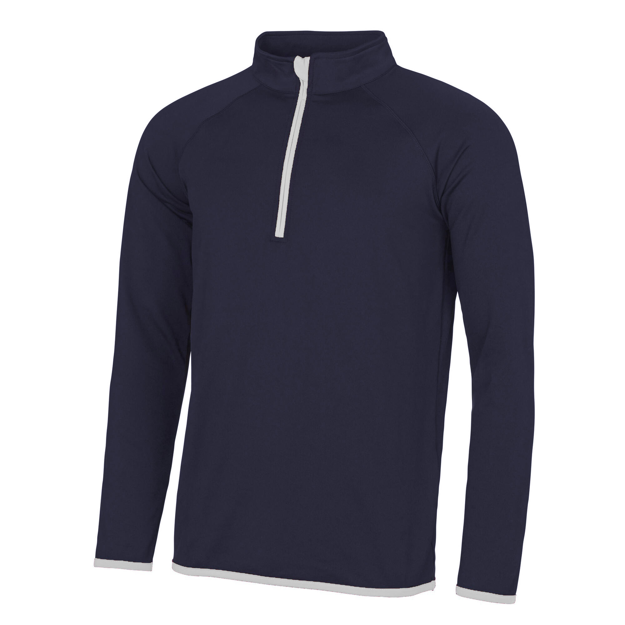 Just Cool Mens Half Zip Sweatshirt (French Navy/ Arctic White) 2/2
