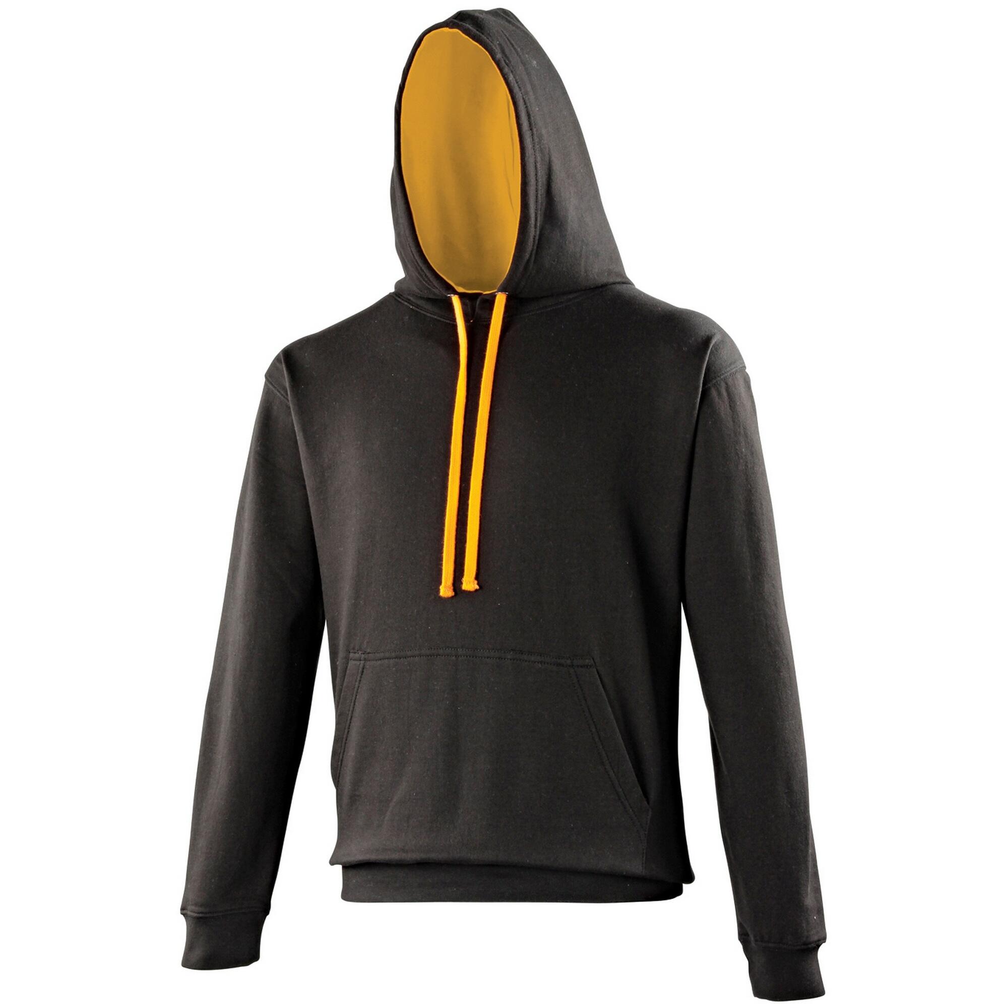 AWDIS Varsity Hooded Sweatshirt / Hoodie (Jet Black/Orange Crush)