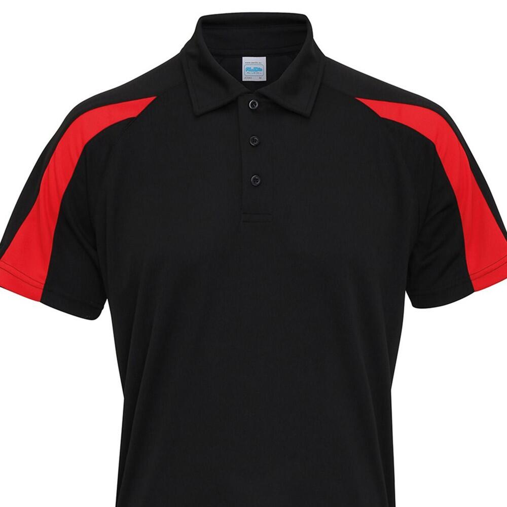 Polo Cool Contraste para Hombre Negro Azabache, Rojo Fuego 2/2