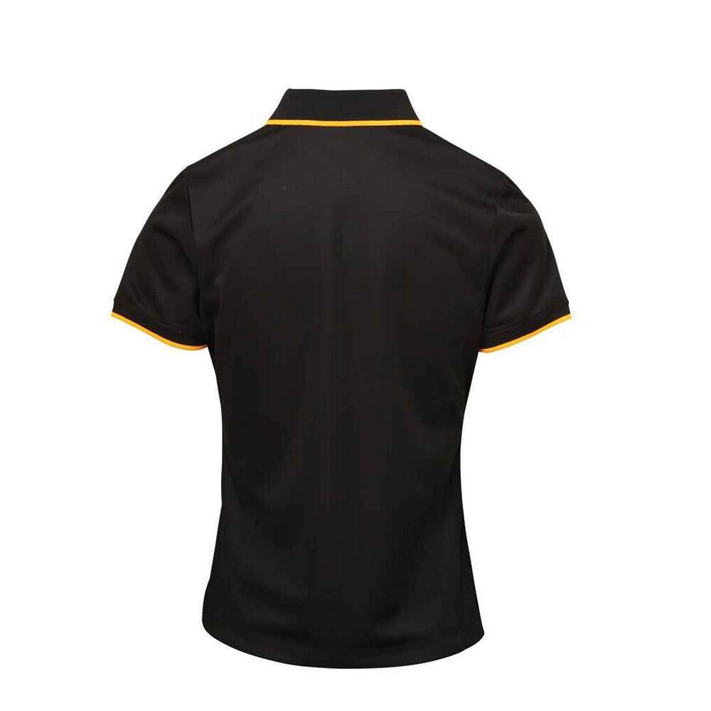 Camisola pólo com contraste Coolchecker para senhora e senhora (Preto/ Girassol) 2/3