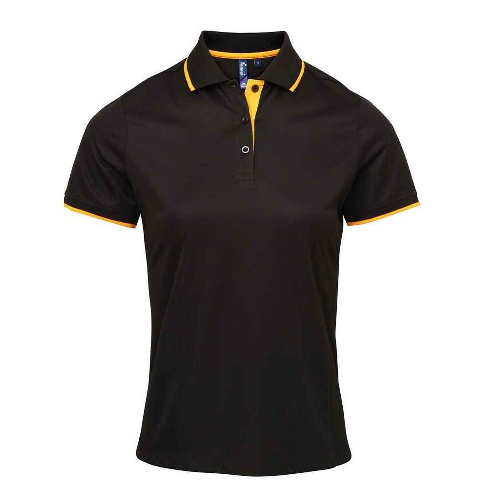 Premier - Polo Coolchecker Femme (noir / Tournesol) - T-shirt Manches Courtes - Jaune|noir|orange - 48 Xl - Decathlon
