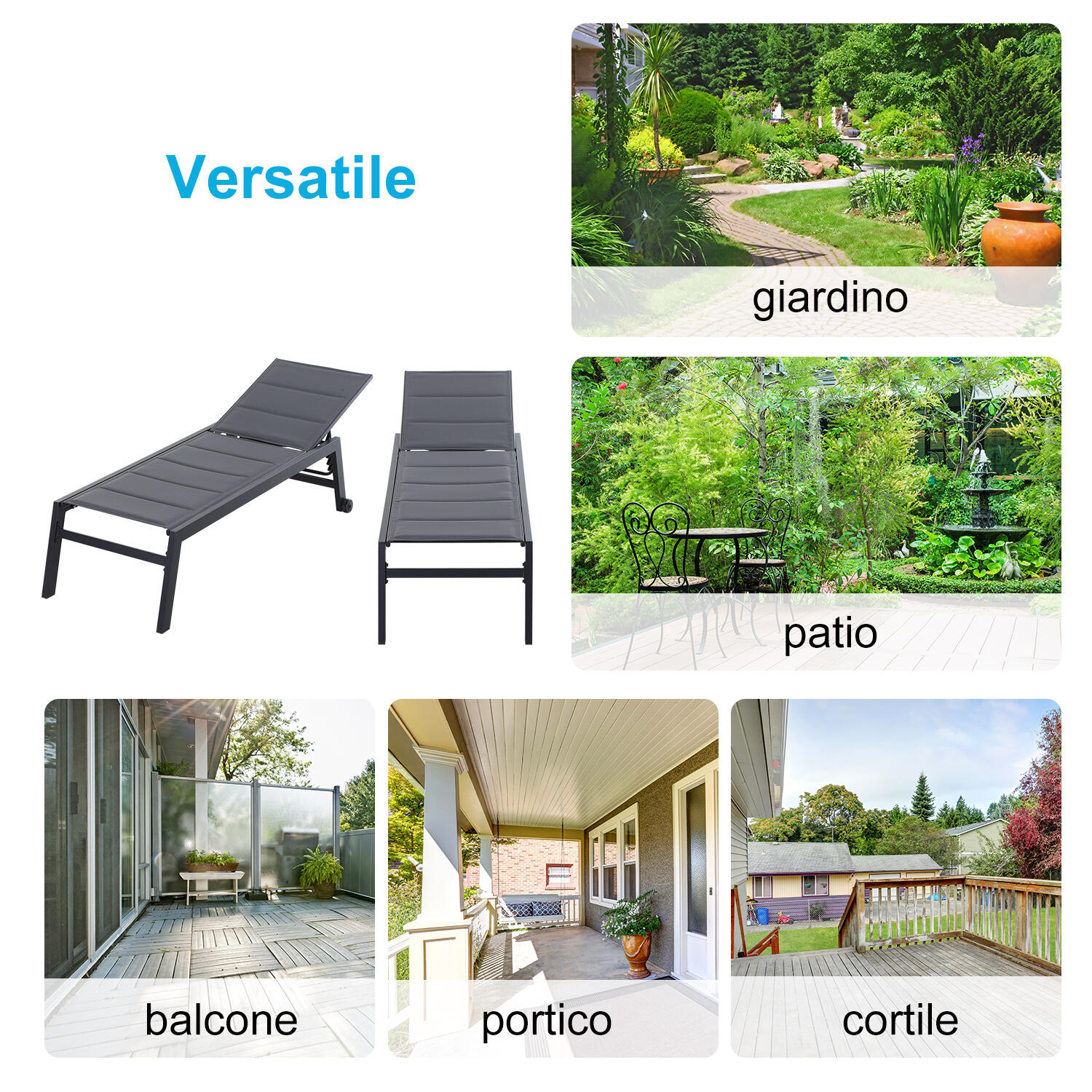 Outsunny Sdraio da Esterno Reclinabile su 5 Livelli con Rivestimento Imbottito 7/7