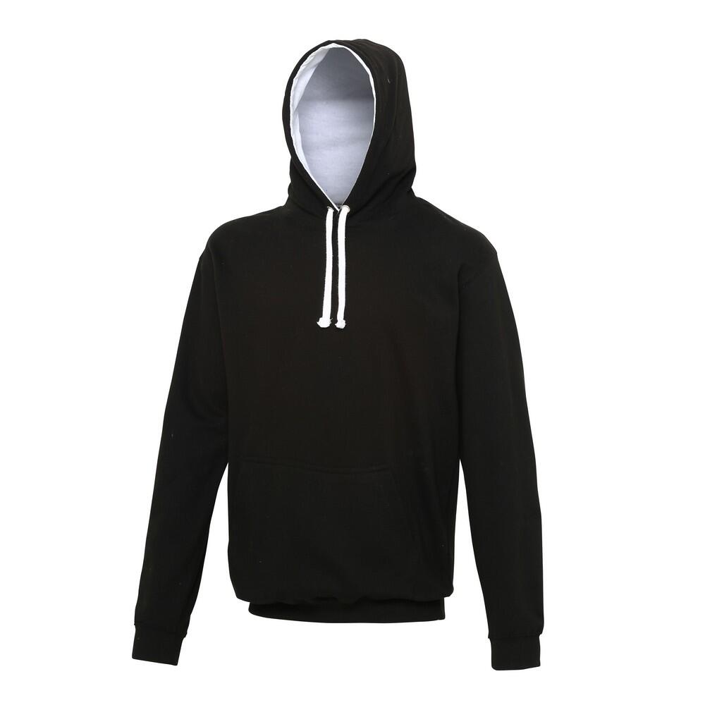 AWDIS Varsity Hooded Sweatshirt / Hoodie (Jet Black/ Arctic White)