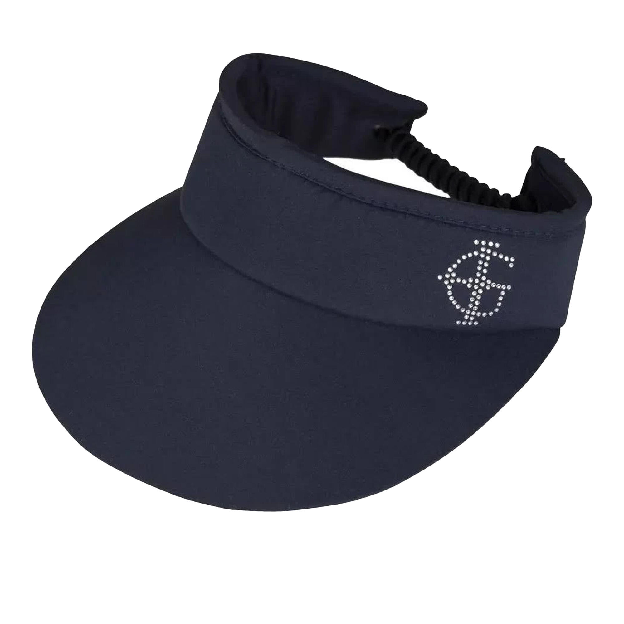 ISLAND GREEN Womens/Ladies Diamante Logo Golf Sun Visor (Navy)
