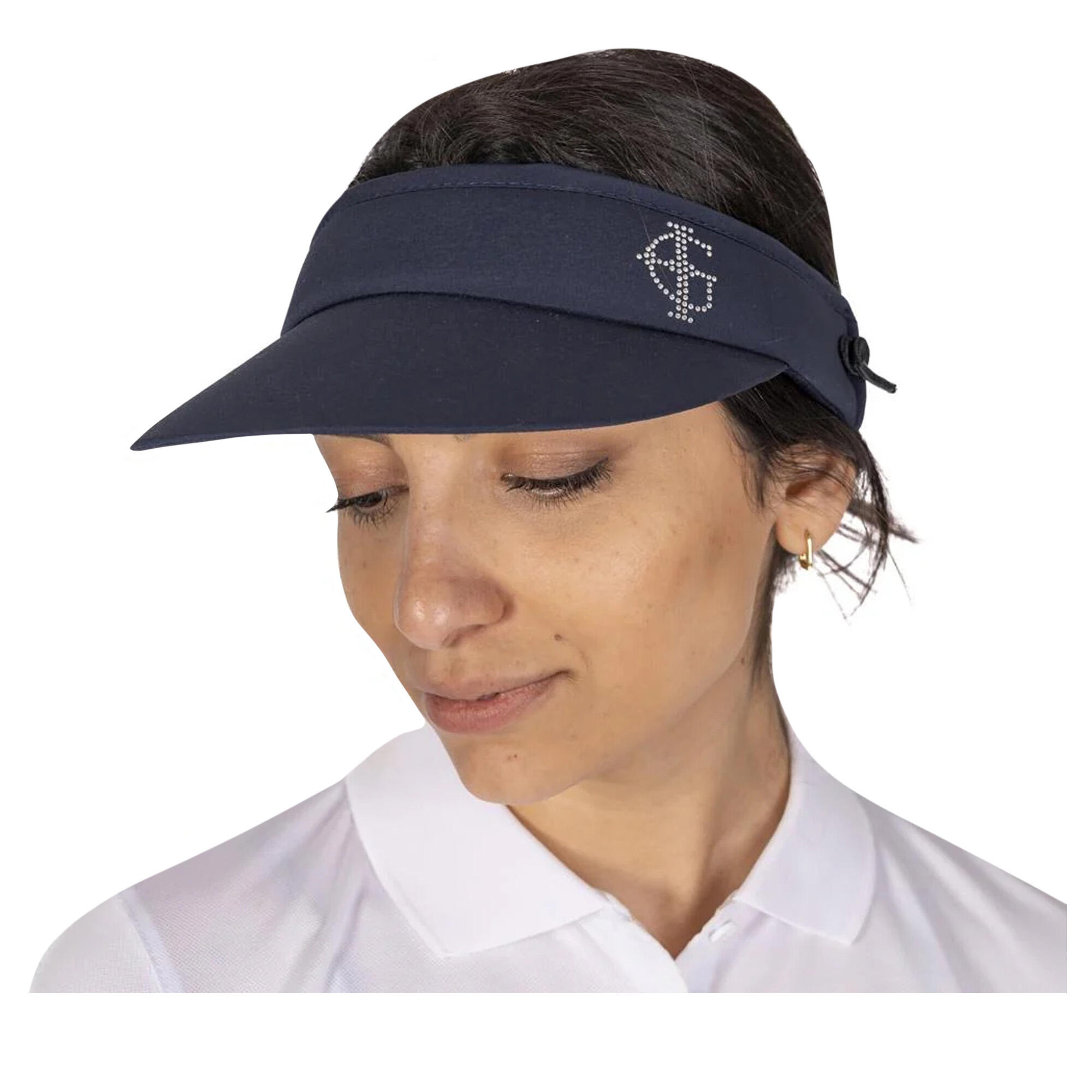 Womens/Ladies Diamante Logo Golf Sun Visor (Navy) 4/4