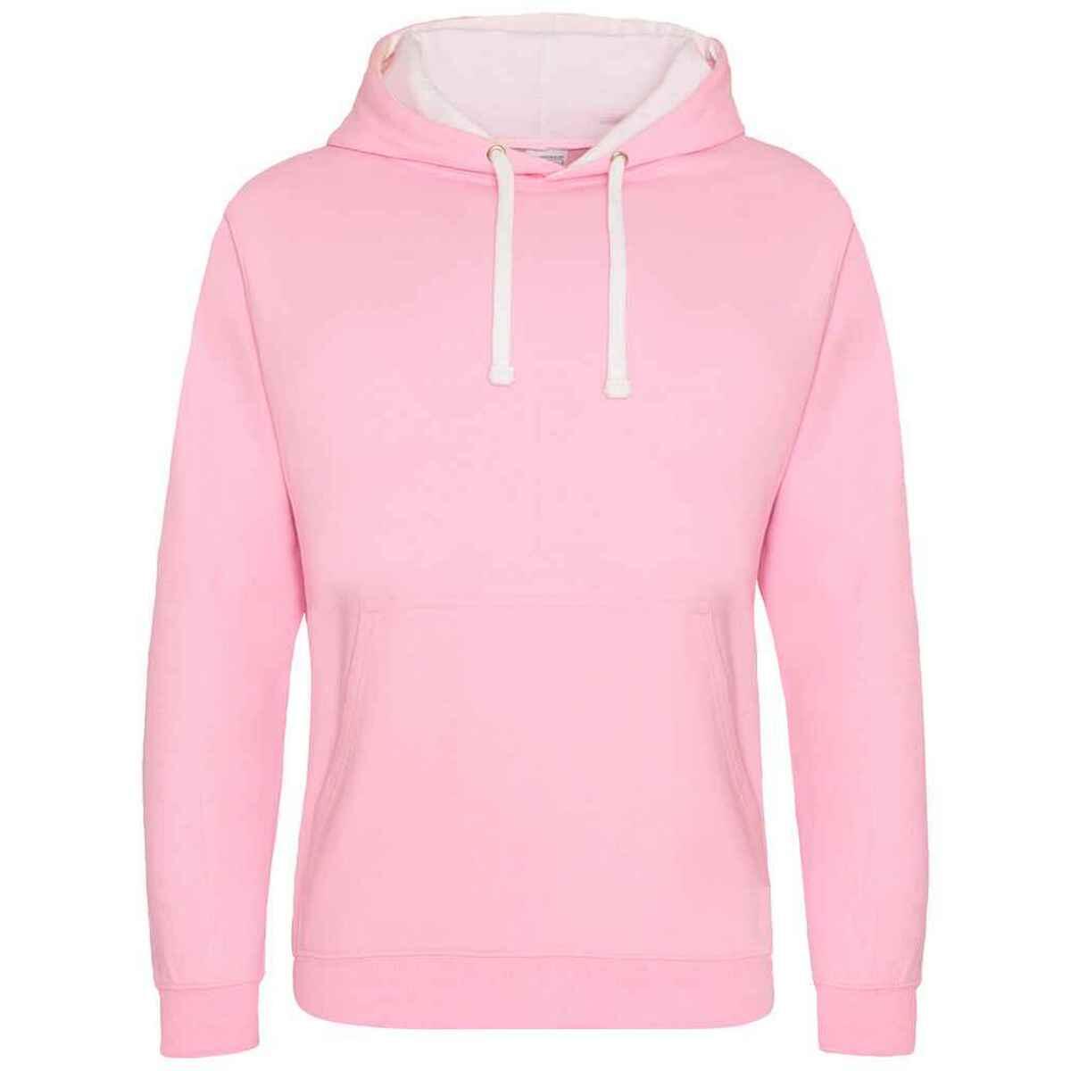 AWDIS Womens/Ladies Varsity Hoodie (Baby Pink/Arctic White)