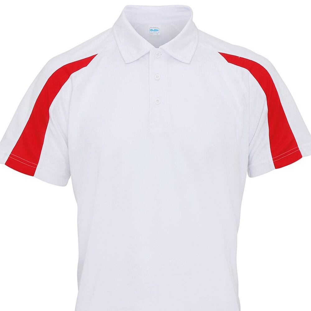 Polo Cool Contraste para Hombre Blanco Ártico, Rojo Fuego 2/2