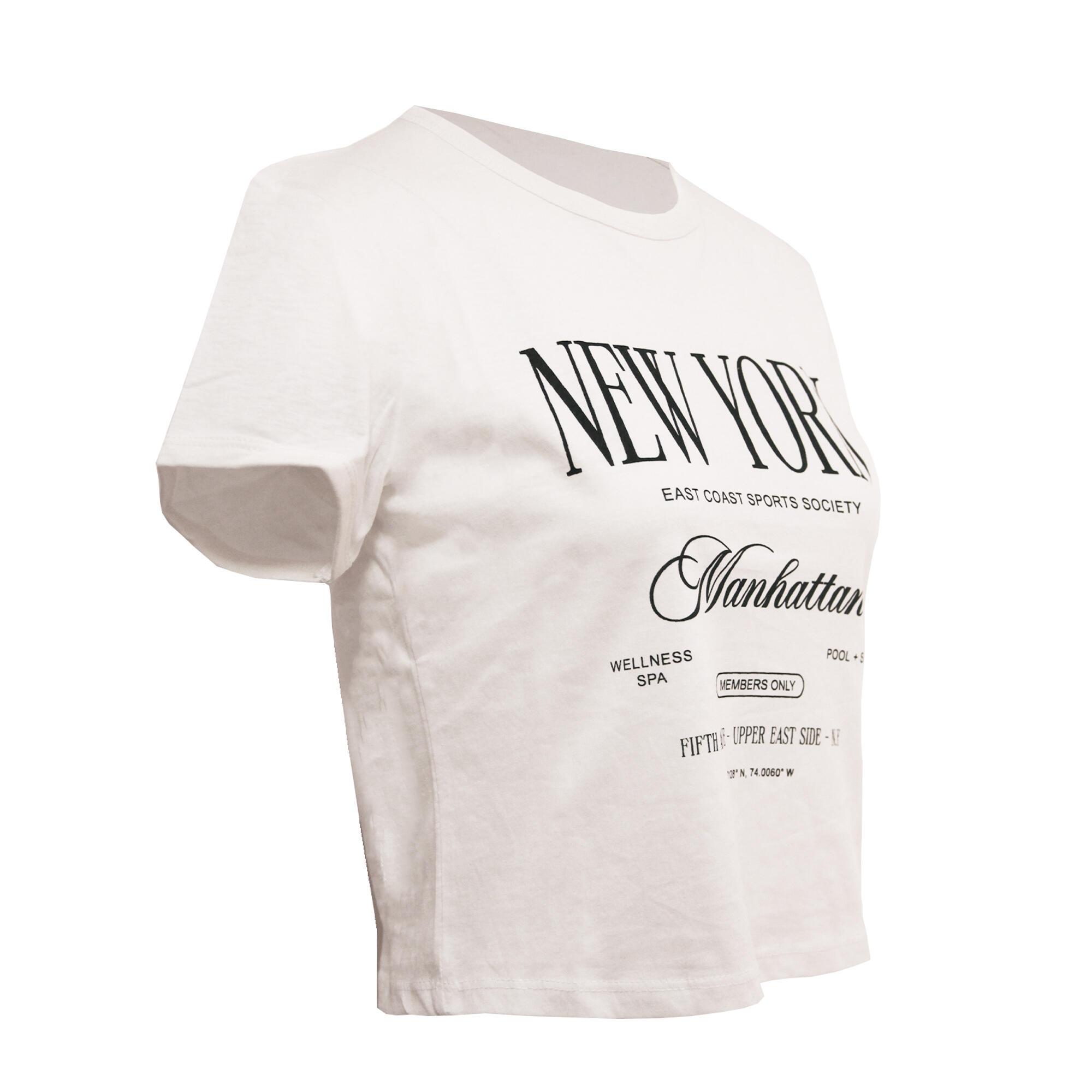 Womens/Ladies Buddy New York Baby Tee (Tofu/Black) 3/4