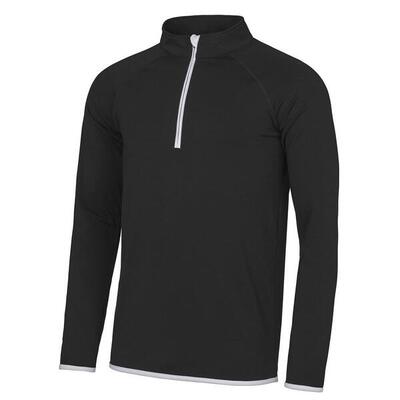 Effen sweatshirt met kwart ritssluiting heren (straal zwart/arctisch wit)