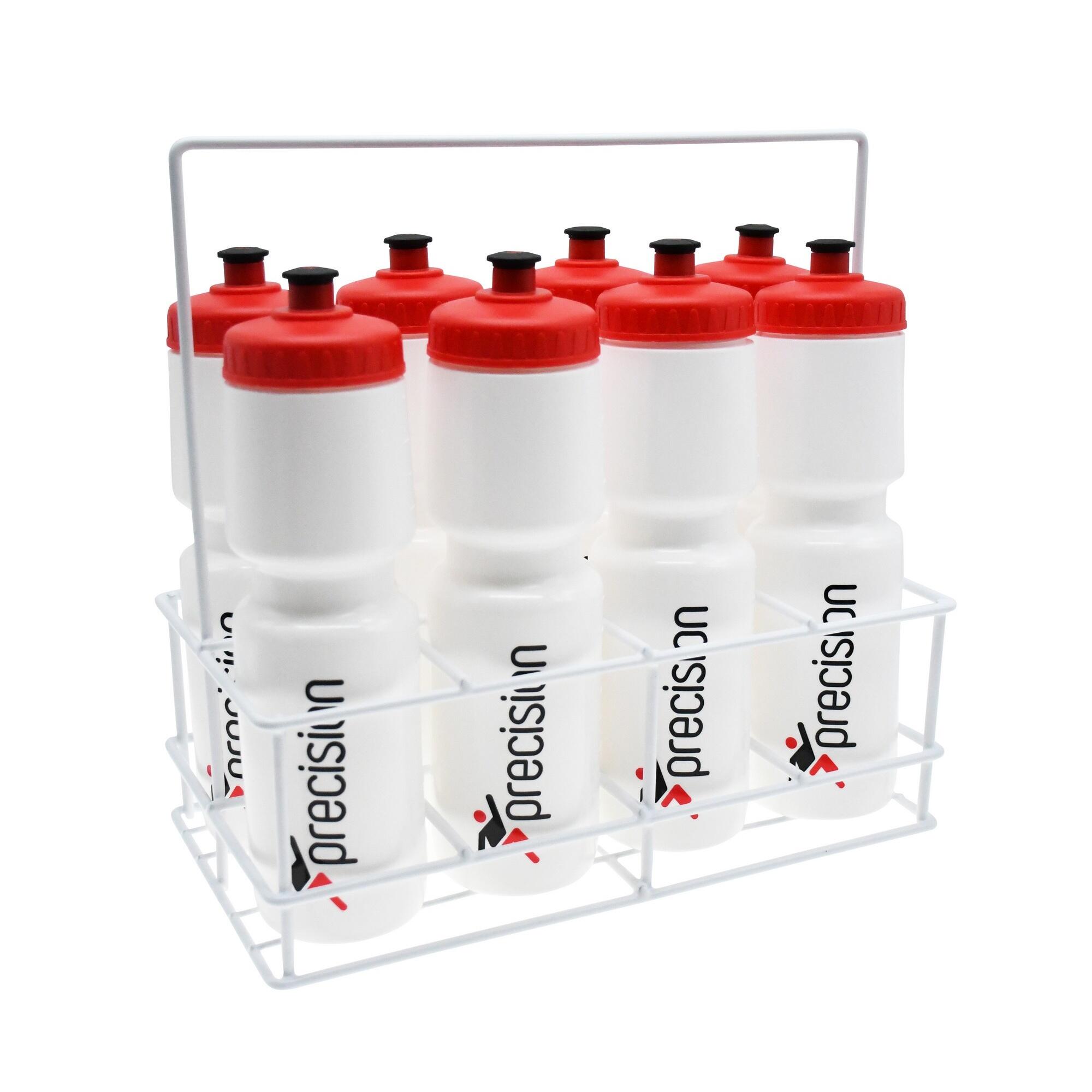 8 Water Bottles & Wire Carrier (White/Red) 2/2