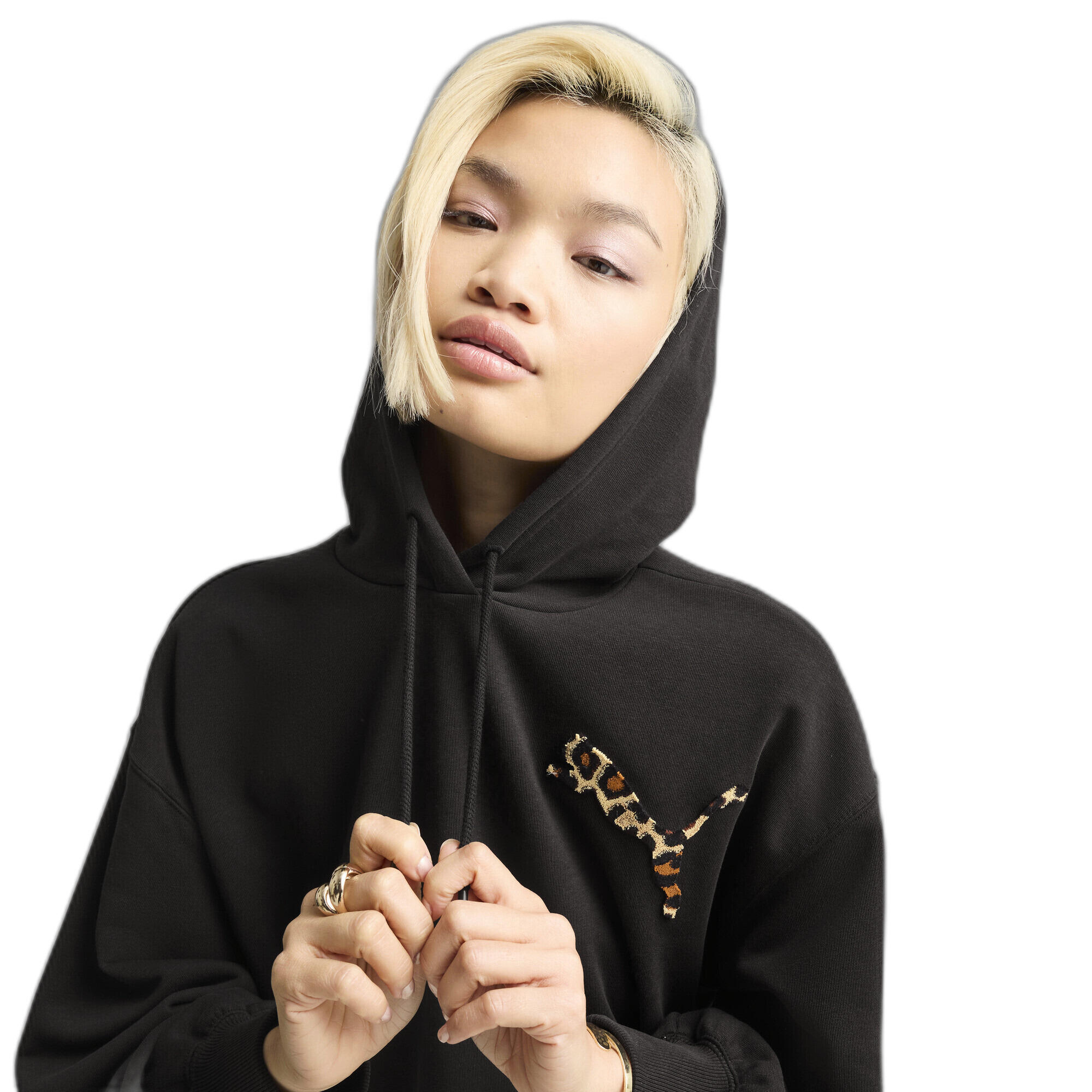 Sweatshirt à capuche crop femme Puma Leo Luxe Relaxed 6/7