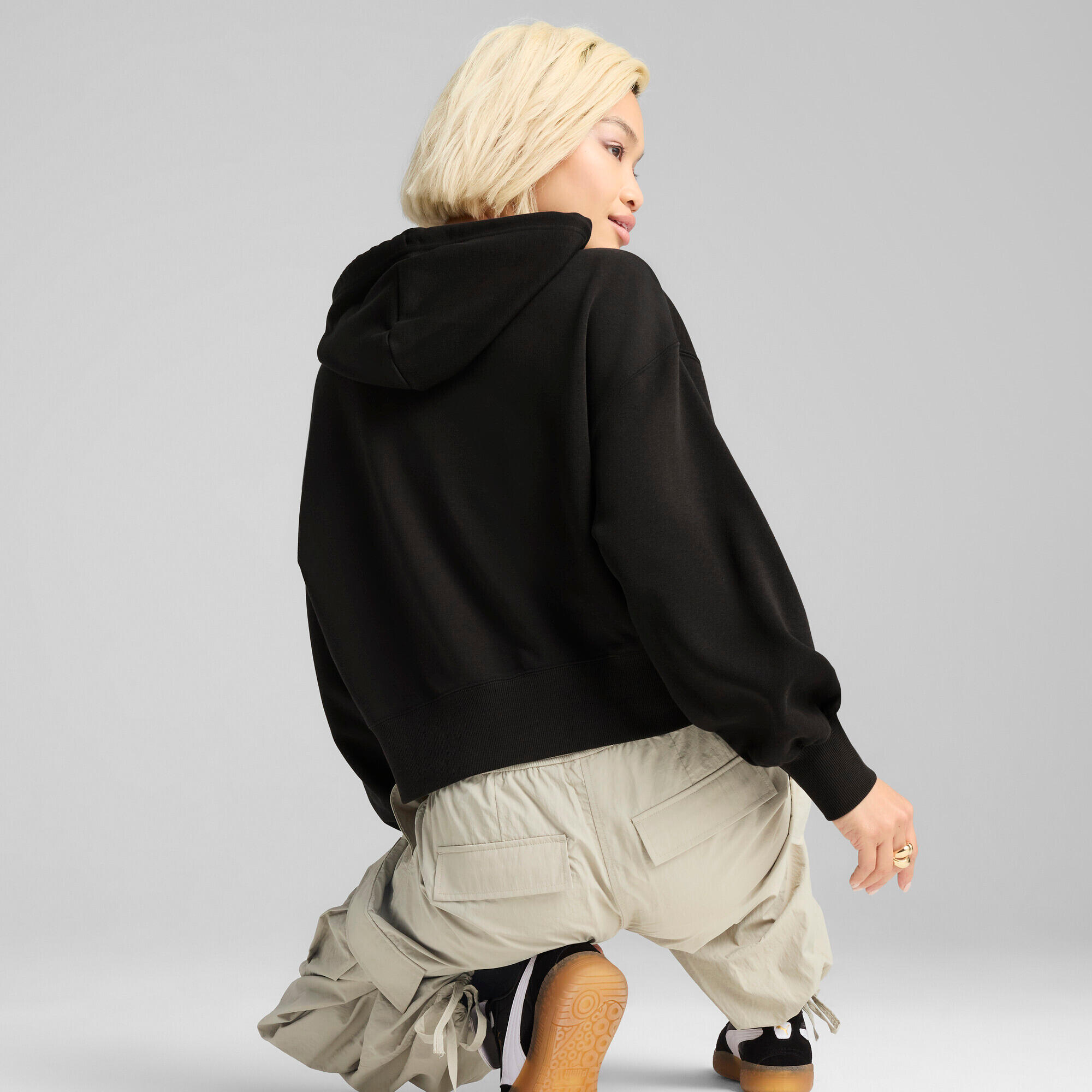 Sweatshirt à capuche crop femme Puma Leo Luxe Relaxed 4/7