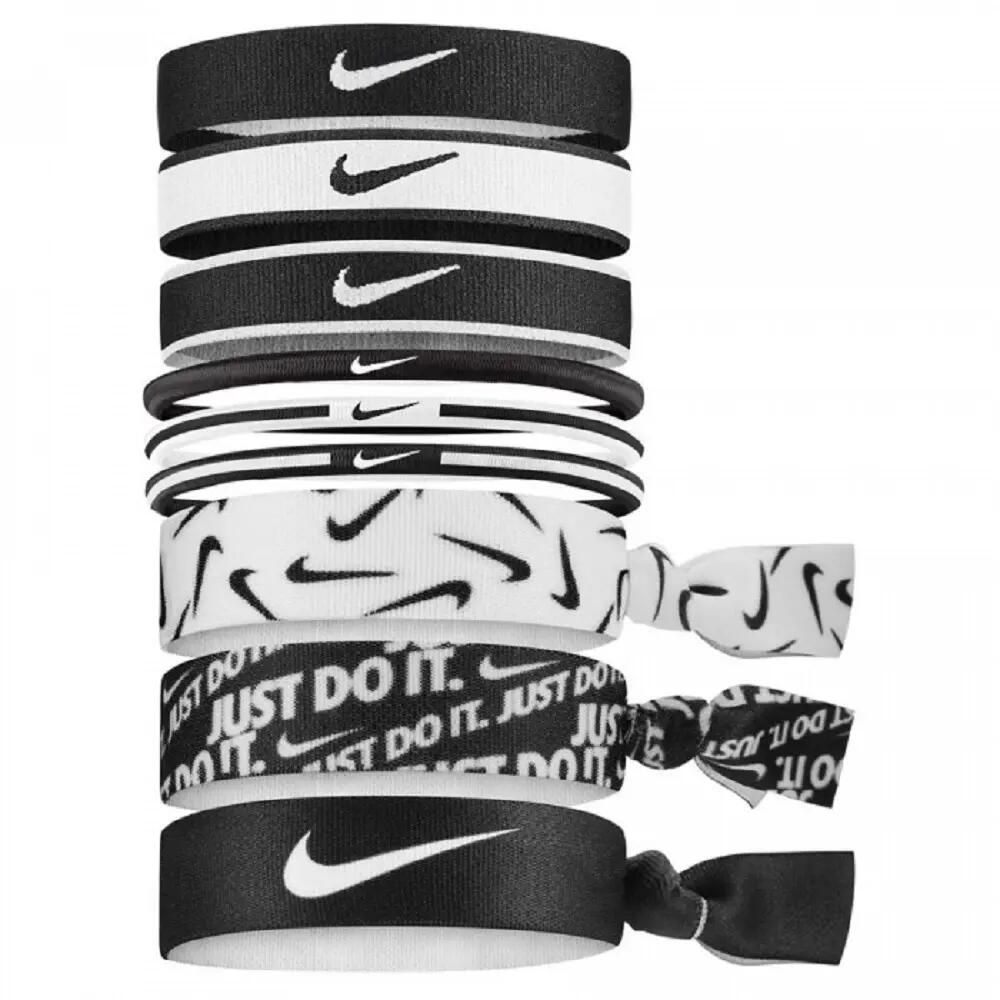 Unisex Adult Hair Ties (Pack of 9) (Black/White)